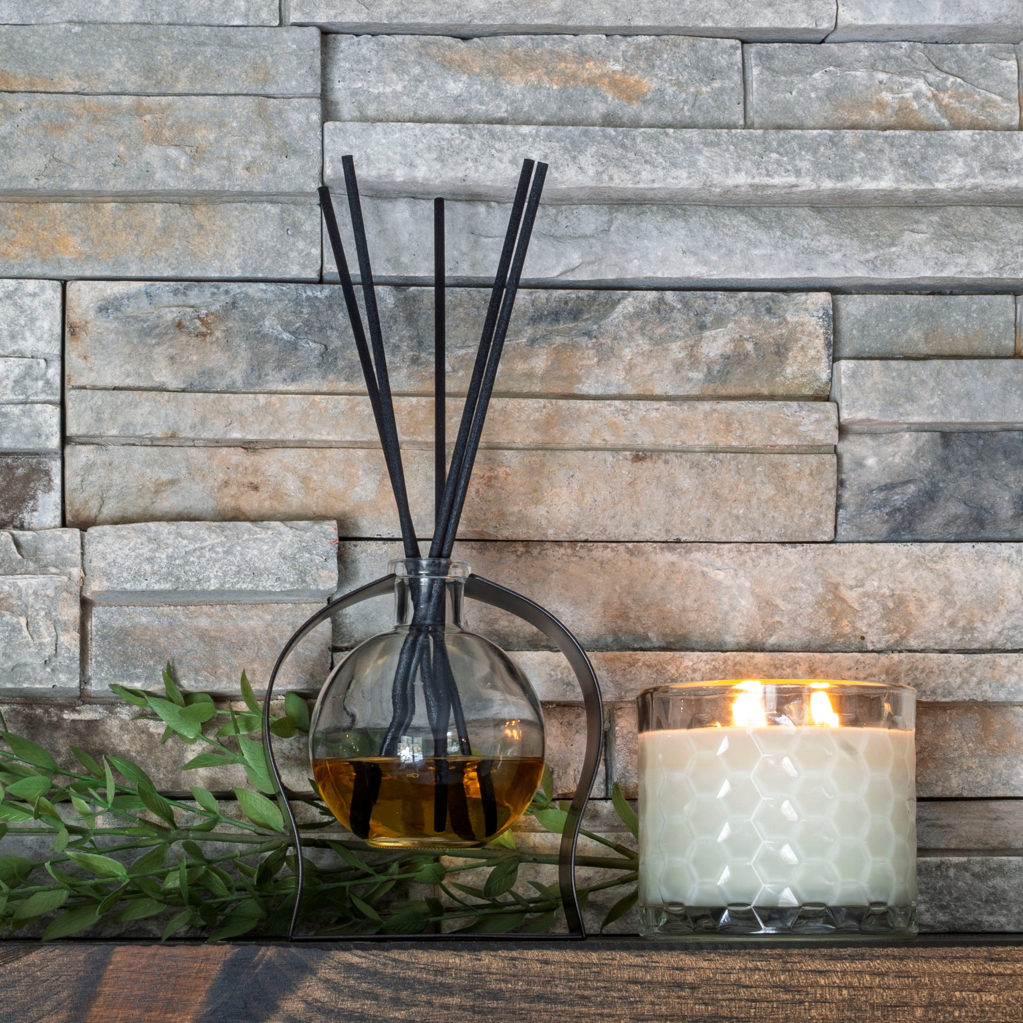 HexaGlow Candle - Amalfi Neroli Breeze, side angle showing modern hexagonal vessel
