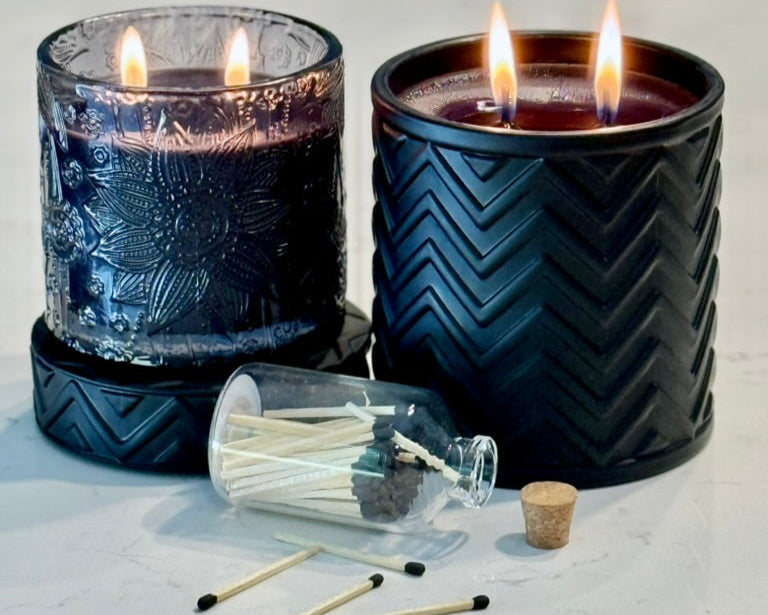 Onyx Moon Candle – angled view showing vessel texture