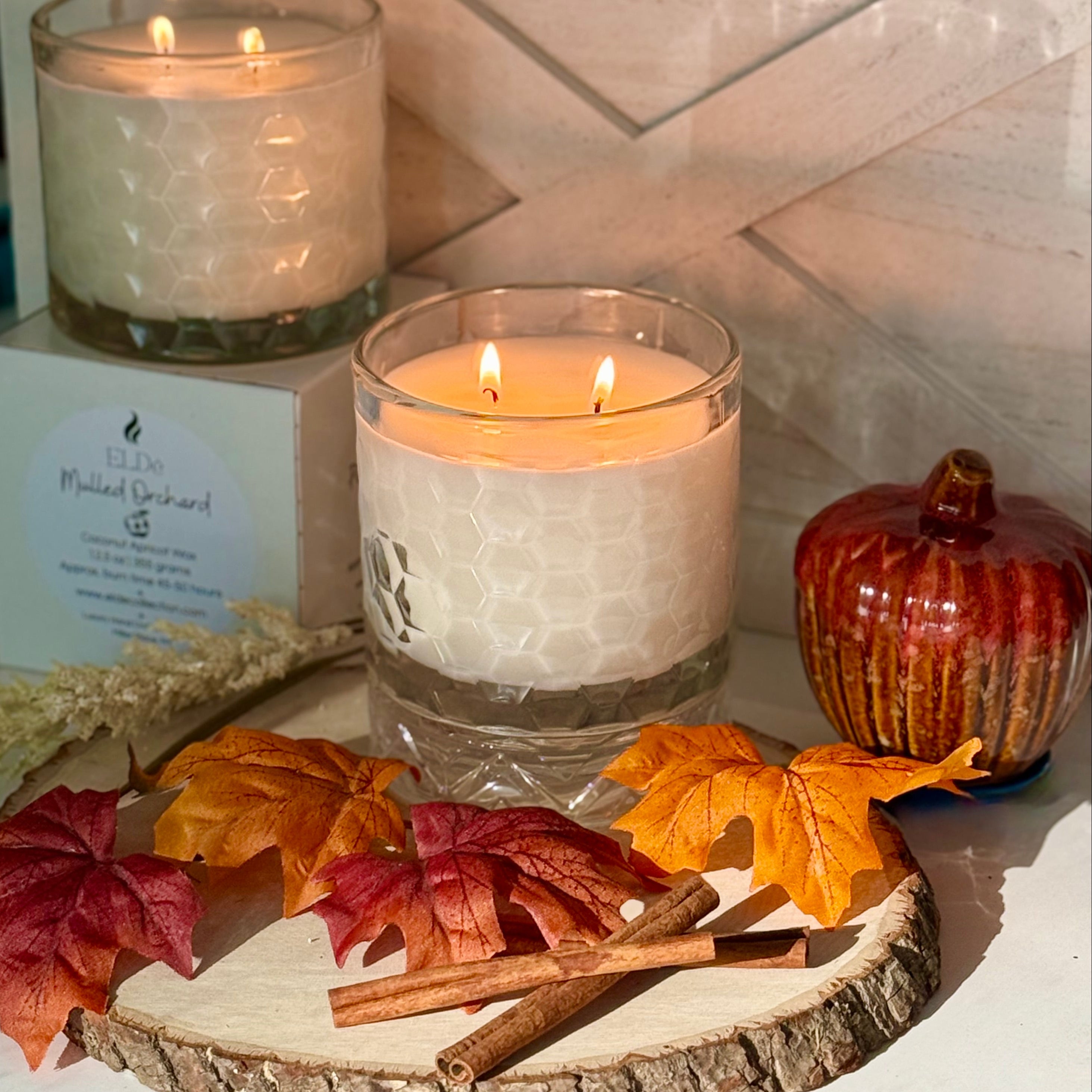 two mulled orchard candles