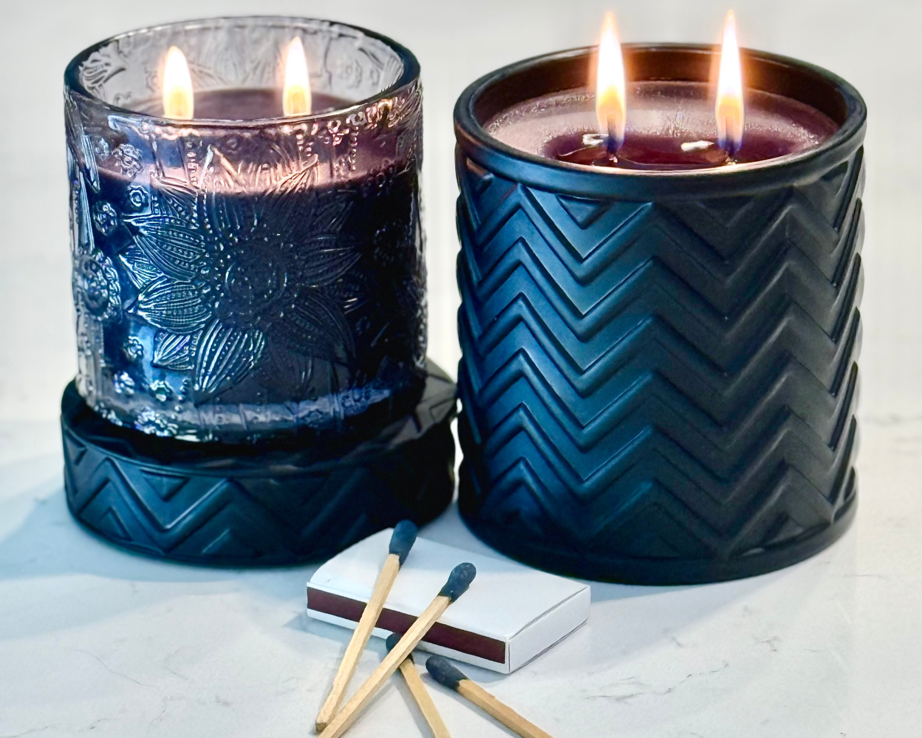 Night Bloom Candle – Enchanted Plum, front view with modern design