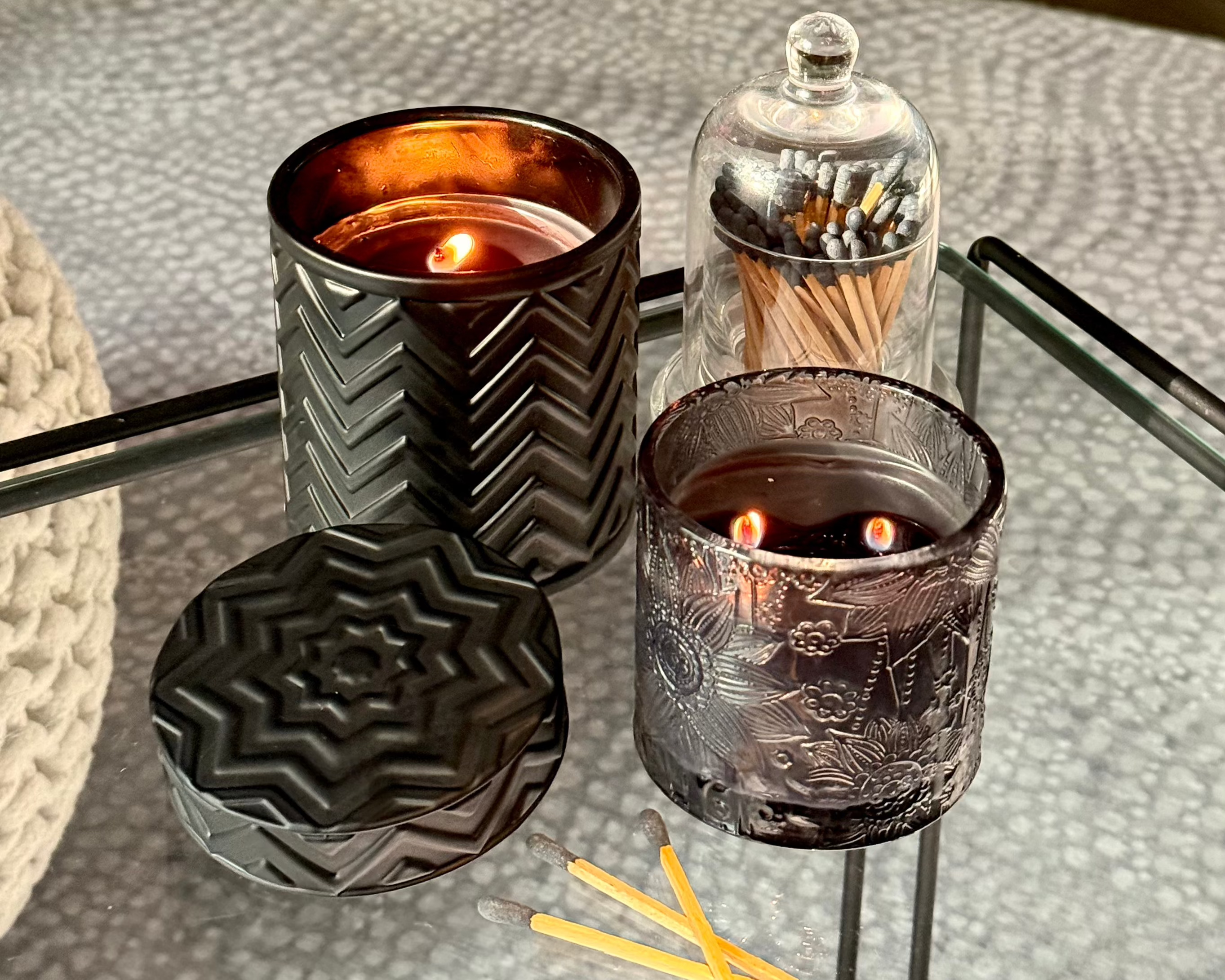 Night Bloom Candle, front view with modern design