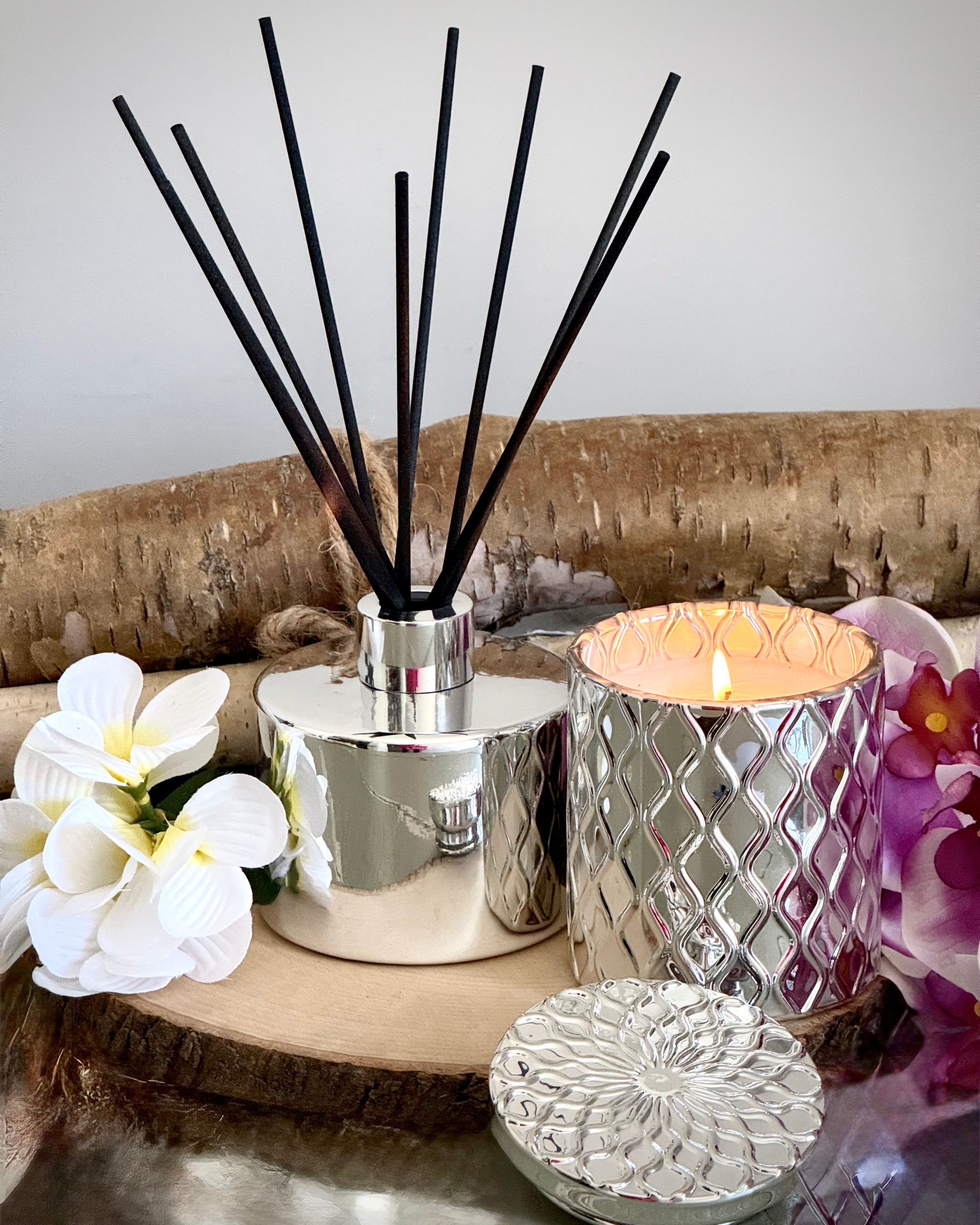 Silverscape Reed Diffuser – Plumeria Whisper, front view