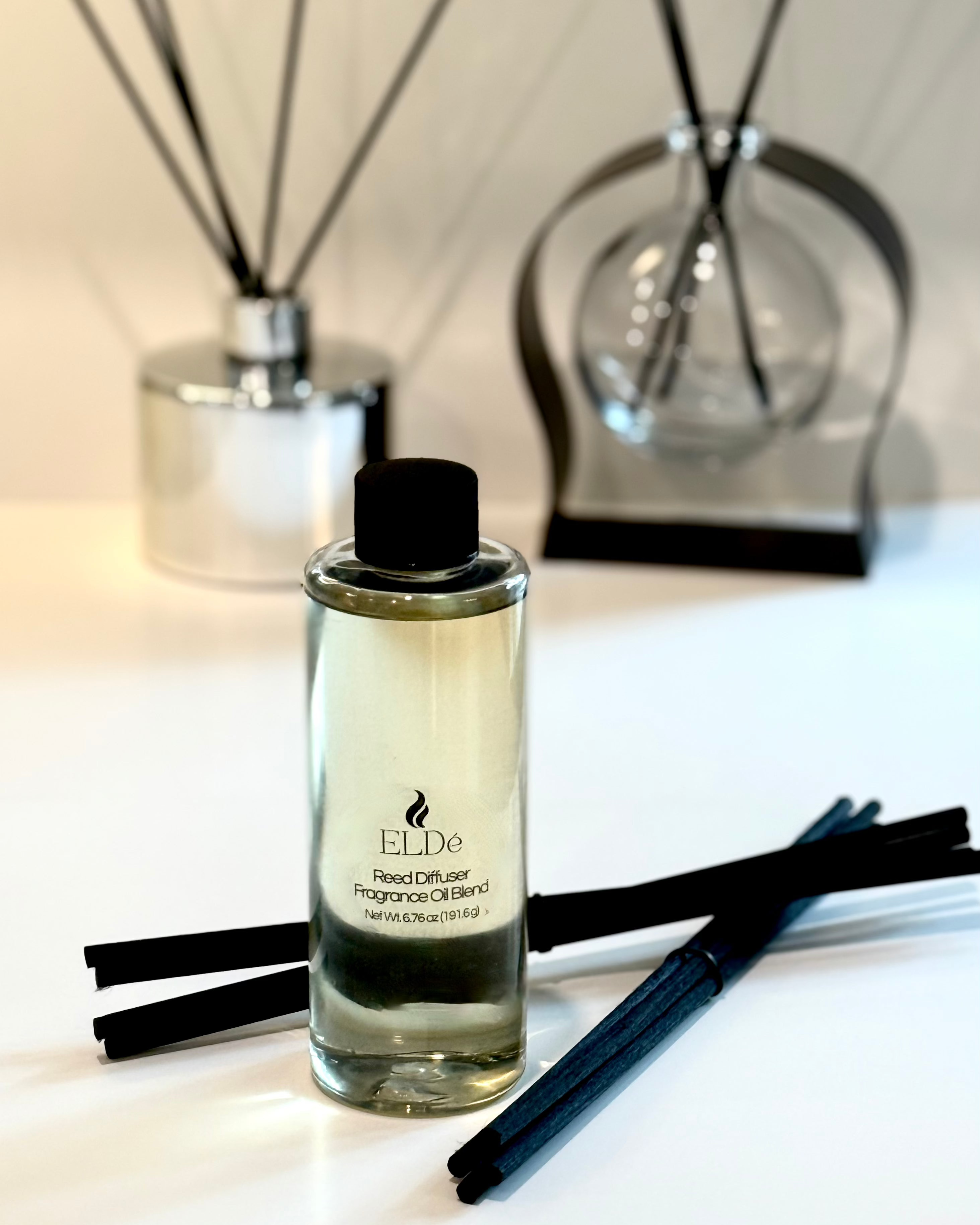 Radiance Reed Diffuser Refill Set – front view, bottle with reeds