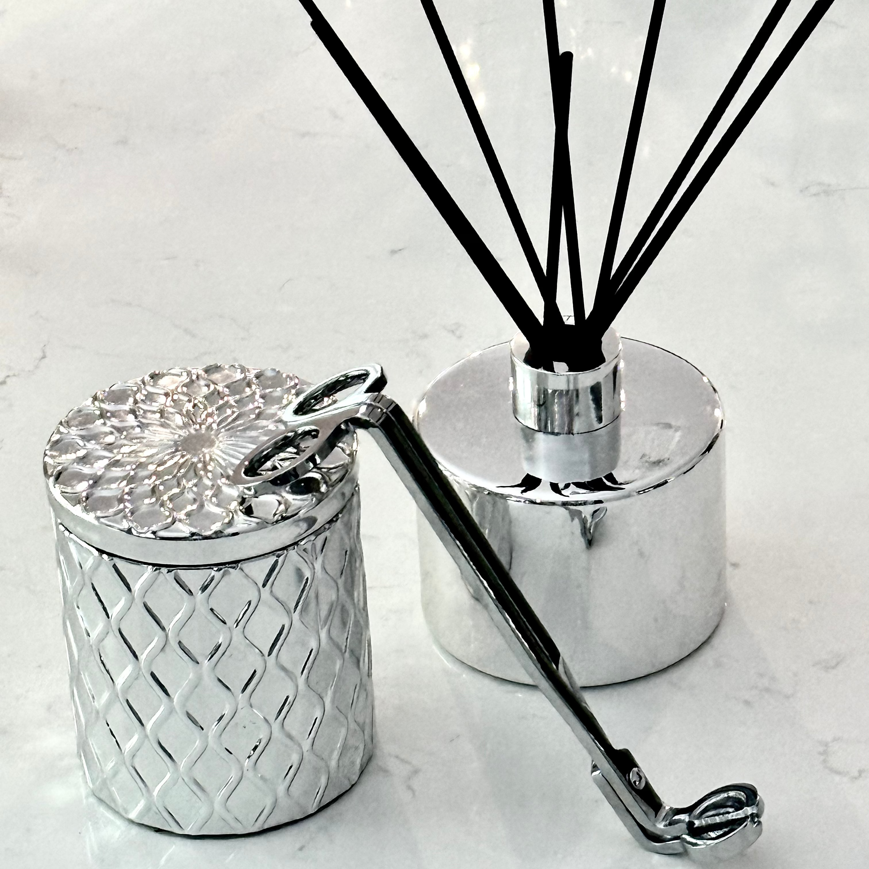 Silverscape Collection Set – side view showing arrangement of items
