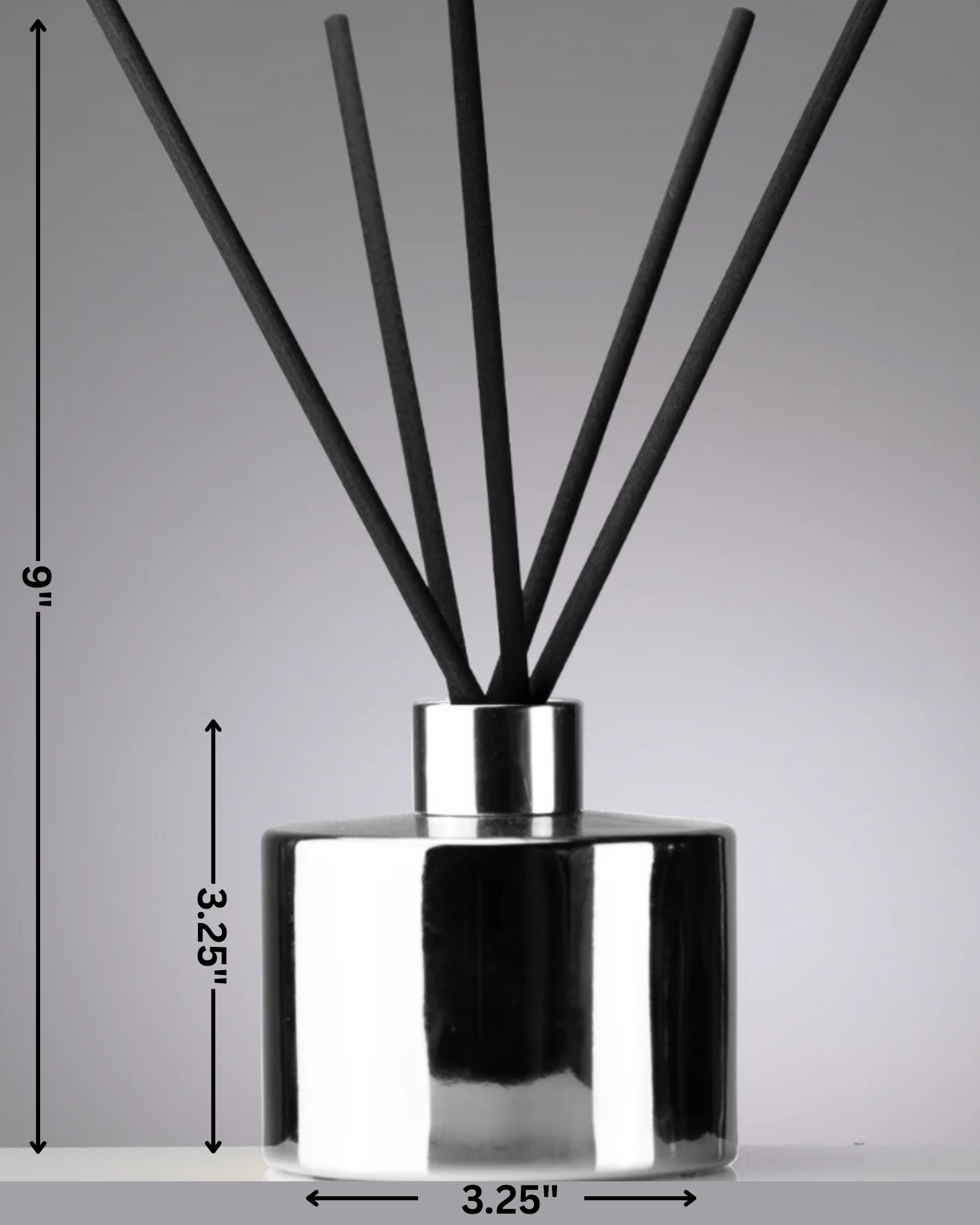 Silverscape Reed Diffuser – lavender and vanilla bliss, 9" tall, 3.25" wide