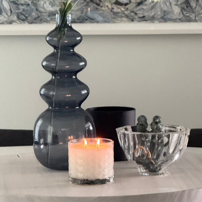 HexaGlow Candle - Whimsical Morning Bliss, hand-poured coconut apricot wax close-up