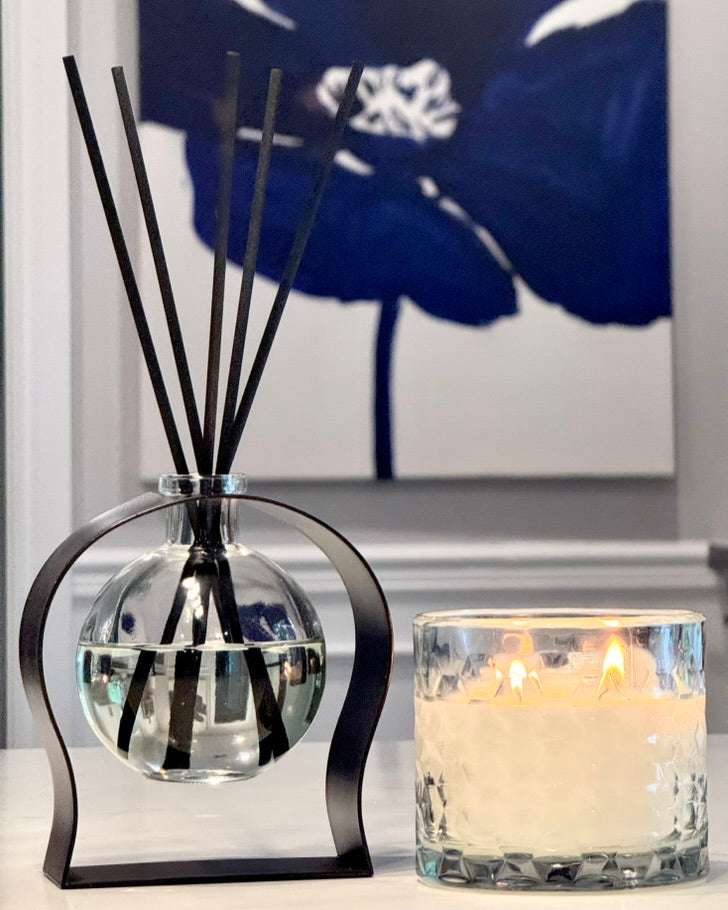Radiance Reed Diffuser - Whimsical Morning Bliss top view, reed arrangement visible